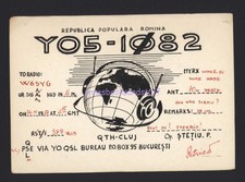 QSL CARD ham radio card * YO5-1082 Bucuresti BUCHAREST  Romina ROMANIA 1957 