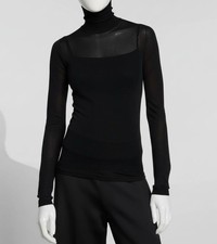 Max Mara Womens Black Sheer Turtleneck Jersey...