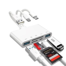 8-in-1 USB3.0 Type-C Lightning OTG Card Reader SD TF Adapter iPhone iPad Android