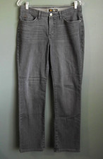 LEE Womens Petite Size 6P Flex Motion Straight Regular Fit Mid Rise Gray Jeans