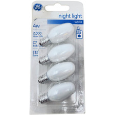 NEW 4 Watt GE Nightlight C7 Lightbulb White 4 Bulb Pack