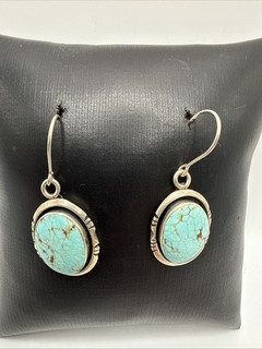 Vtg Navajo JJ James Jefferson 925 Sterling Silver Turquoise Earrings.6.1 Grams.