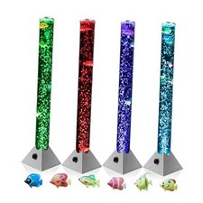 Sensory Bubble Floor Lamp with Bubble Regulator Knob 7 Color Changing Silver