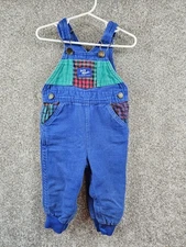 Vintage 90s OshKosh Baby B'Gosh Colorblock Plaid Overalls Sz 12 Month Made in US