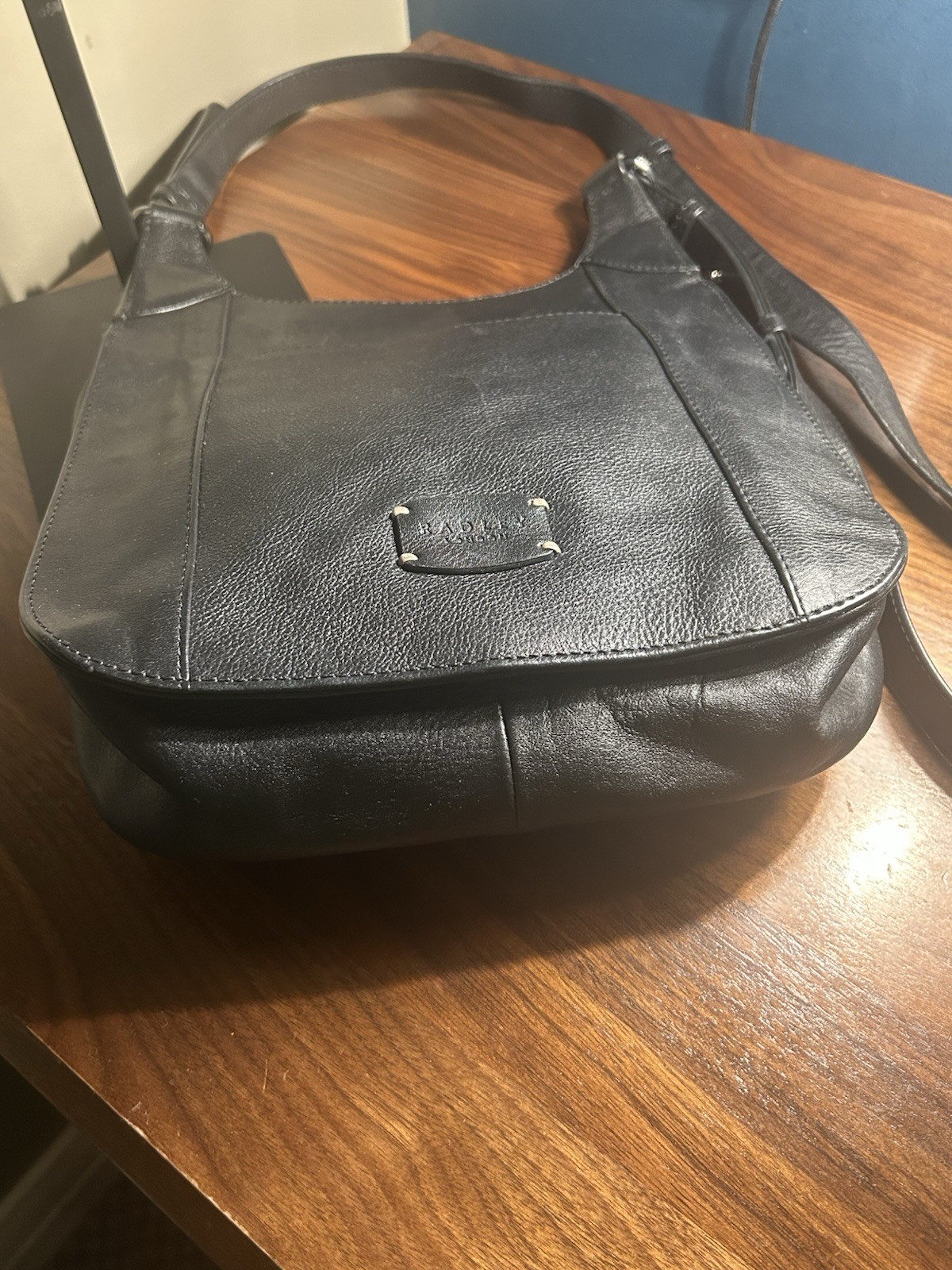 Radley London Oakham Small Black Leather Cross Body Flap Bag with Toggles. VGC image 5