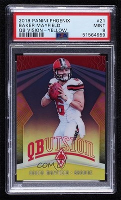 2018 Phoenix QB Vision Yellow 7/25 Baker Mayfield #21 PSA 9 MINT Rookie RC uk2