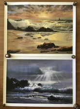 2 Violet Parkhurst "Guardian" & Angel of Water Ocean Wave light Scene Art Poster
