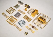 17 Vintage Gold Carriers And Flatpacks for Logic Chips 1960s CPU ceramic rare