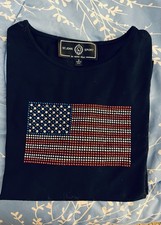 St. John Sport  T-Shirt Top Women's S Blue USA Flag July 4th crystals UNWORN