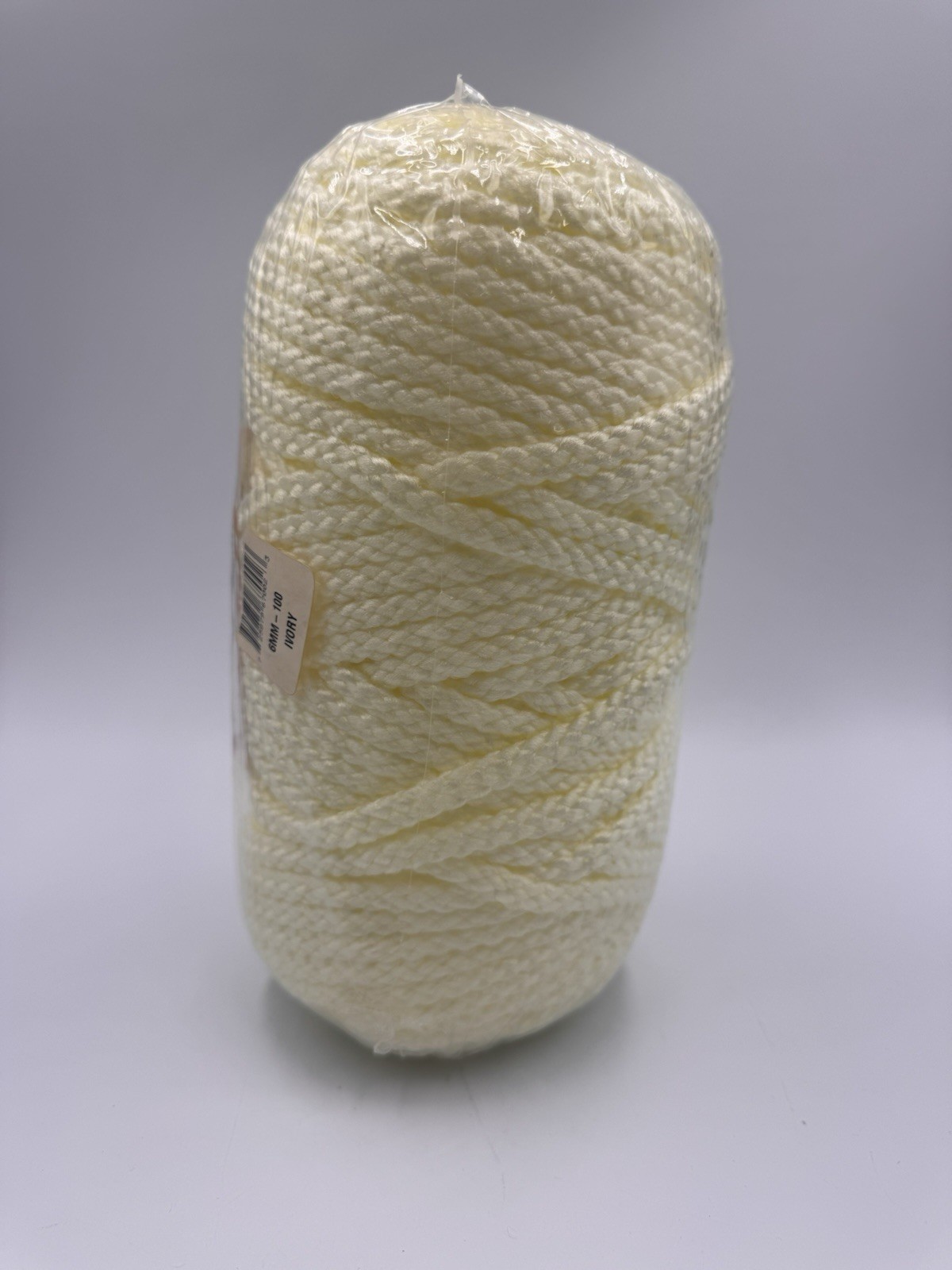 VTG NOS Pepperell Bonnie Macrame Braid Polypropylene Ivory Craft Cord 6 MM-100Y