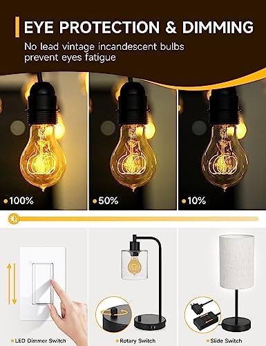  Edison Bulbs 40 Watt, Vintage Light Bulbs, A19 Antique Incandescent 4 Pack