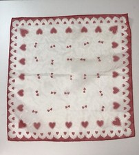 Vintage Valentine Red Heart Handkerchief Hanky Hankie  20 - 12  