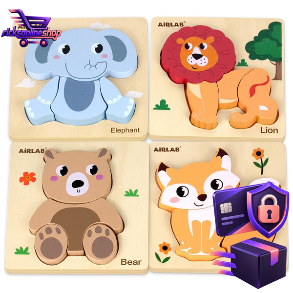 Holzpuzzle 4Er-Set Tiermotive Holzspielzeug FüR Kinder Ab 1 Jahr Geschenk-image