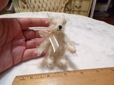 VTG Miniature Artist White Teddy Bear Bow on Left Side