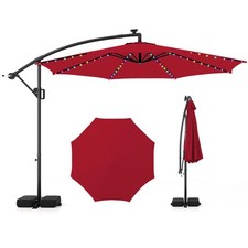 10 FT Offset Hanging Umbrella with Multi-Colored Flowing LED Lights