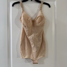 VTG 70s Women  s Snap Crotch Bodysuit Shapewear Beige - no size, see measurements
