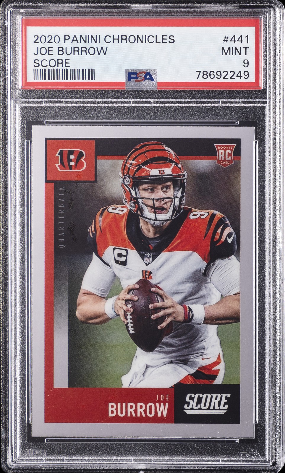 2020 PANINI CHRONICLES SCORE #441 JOE BURROW ROOKIE RC PSA 9