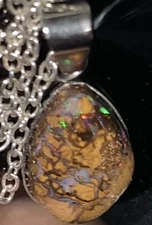 Solid Yowah Boulder Opal Pendant 14mmx10mm (video)