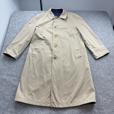 Vintage Burberrys London Reversible Trench Coat Men 34 Reg Beige Navy Mac Jacket