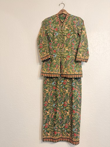 Handmade Batik Cotton Kebaya Jacket & Matching Skirt Set 