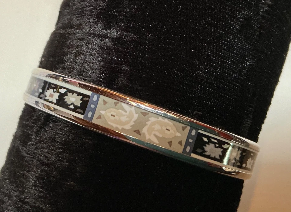 Brazalete Esmalte HERMES PM 65 Brazalete Estrecho Paladio Negro, Gris, Plata Foto 2 de 4
