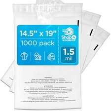 14.5x19 clear poly bag with suffocation warning   self-seal adhesive,