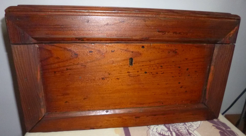 Ancienne Grande Boîte Coffre en bois, à ouvrage, bijoux, ou autre - Photo 3/4