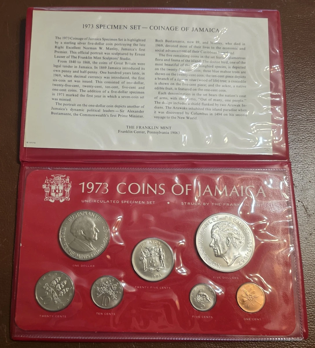 1973 ジャマイカ セット 5ドル銀貨入 フランクリンミント 1973 ジャマイカ セット 5ドル銀貨入 フランクリンミント 1973