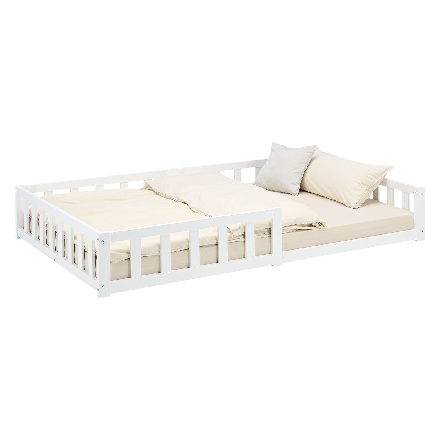 Lettino 120x200 bambina ragazzo anticaduta pavimento legno bianco homestyle4u foto 3