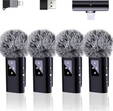 4 Wireless Lavalier Microphone for iPhone Android Phone Pad Computer, Pro Lap...