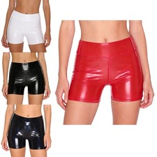 Women Pants Party Pu Cosplay Boxer Shorts Rave Underwear Casual Leather Disco