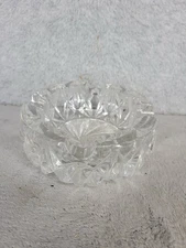 Vintage Heavy Cut Crystal Glass Ashtray 5” Clear Pressed Pattern