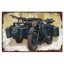 Blechschild Motorrad Soldaten Militär 30x20cm Retro Nostalgie Vintage TEL1638