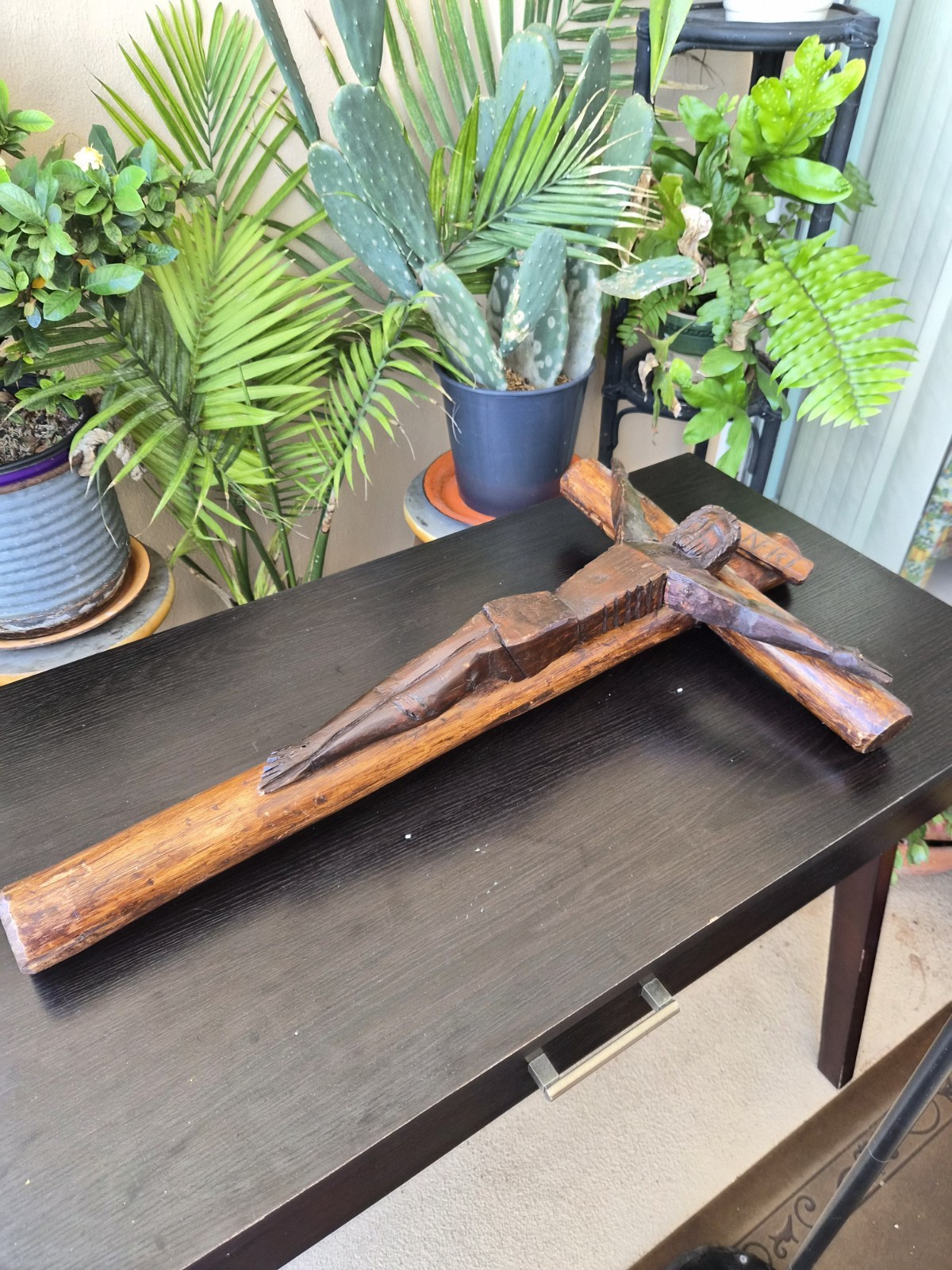 Hand Carved Wooden Crucifix Jesus Cross 30" Religious Wall Art
