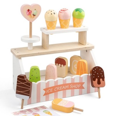 Eisdiele aus Holz, EIS am Stiel Spielzeug Kaufladen Zubehör Spielküche
