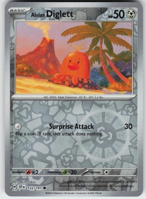 REVERSE HOLO ALOLAN DIGLETT 122/191 C NEAR MINT