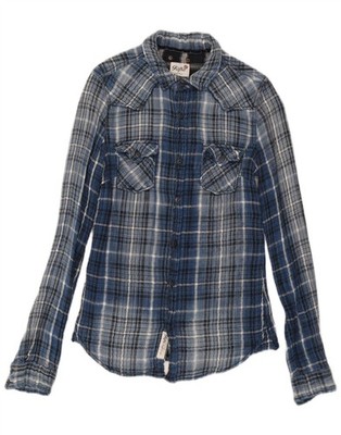 Rifle Herren Flanellhemd klein blau kariert Baumwolle FA11