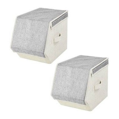 2 Stück Kleine Aufbewahrungsbox Magnetisch Faltbar Cache Grau Zusammenklappbar Home Organizer