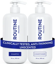 Routine Wellness Anti-Thinning Shampoo & Conditioner Unscented Pack 2 NEW