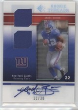 2009 SP Threads Rookie Dual Swatch 11/30 Andre Brown #RT-AB Auto 5x8