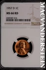 1957-D Lincoln Wheat Cent- NGC-MS66 RD Gem Brilliant Uncirculated Luster #SLM361