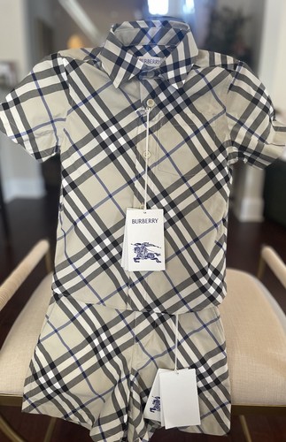 Burberry Boys Authentic“Owen” Lichen Ip Chk Shirt & Lichen IpCheck Shorts 4y NWT - Picture 8 of 20