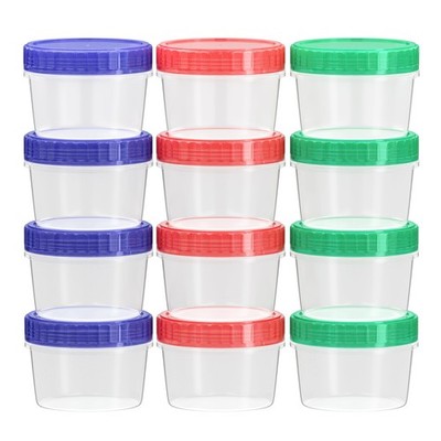 Salad Dressing Container Reusable 12 Pcs - 2 Oz Sauce Container to Go With Le...