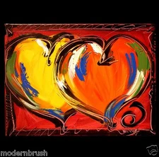 HOT HEARTS   BY KAZAV   Modern Original Oil Abstract Painting Wa4Tcw