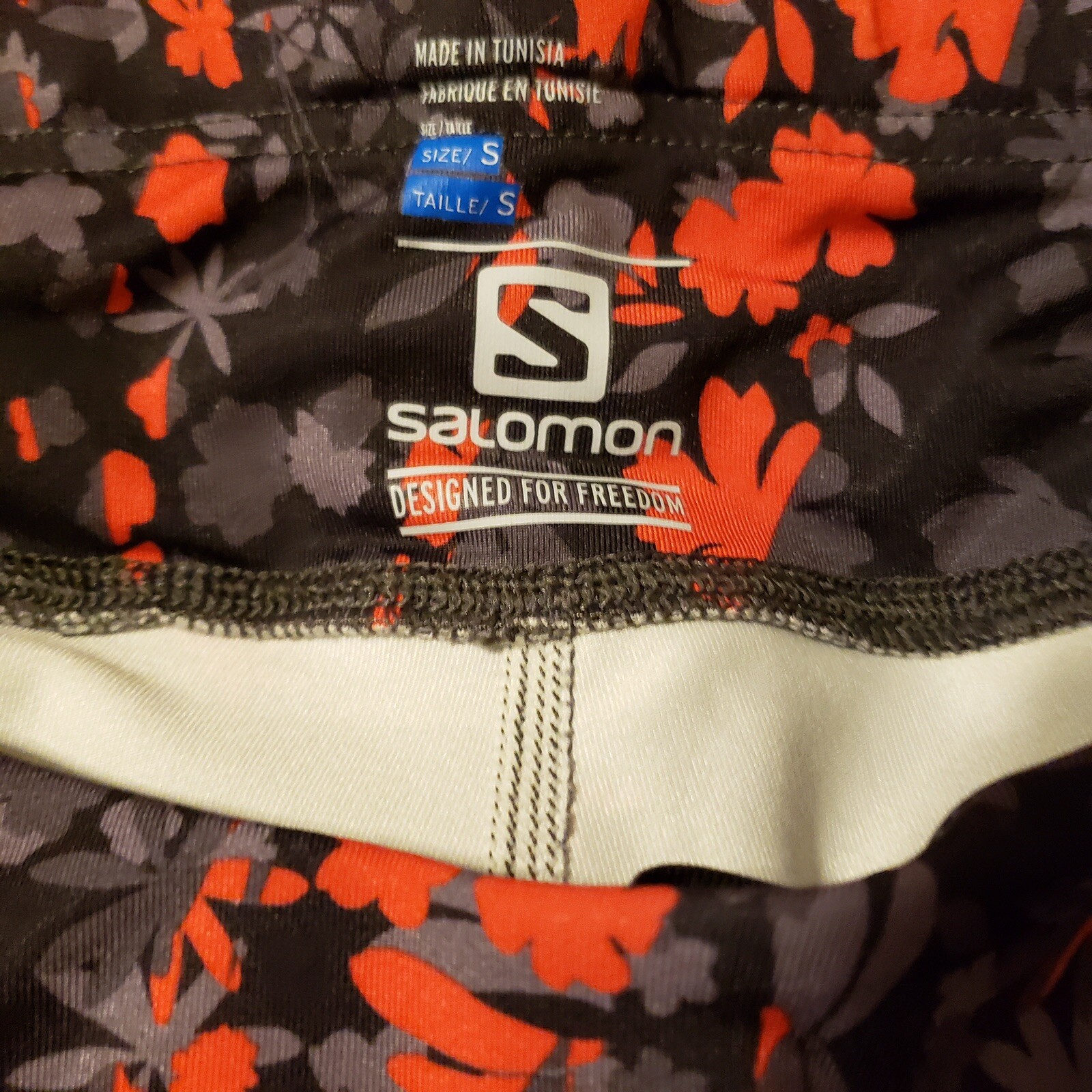 Salomon Donna Active Wear Capris Nero Rosso Grigio Tasca Posteriore Taglia S