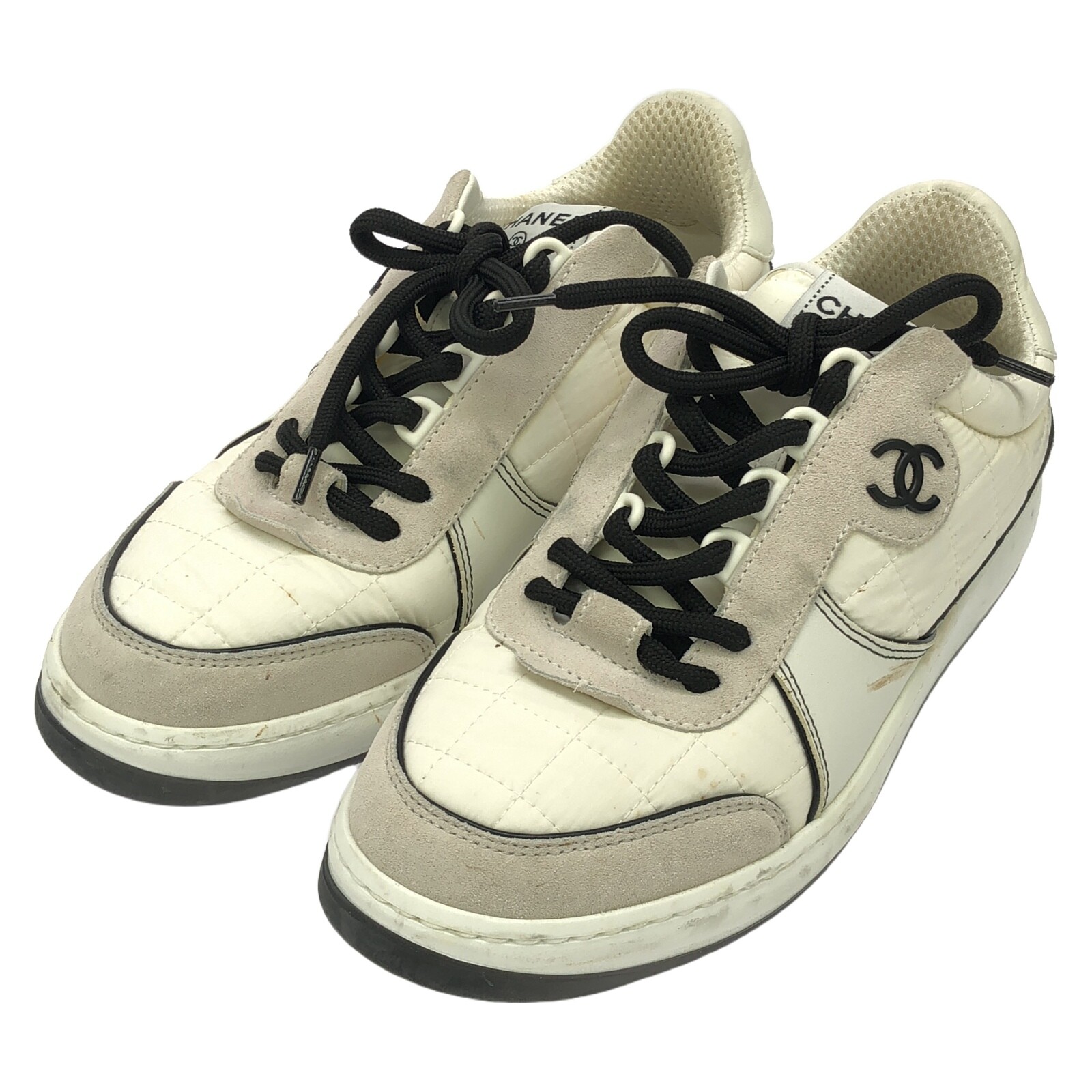 CHANEL White Fabric Sneakers for Women Size 38 Pre-Owned