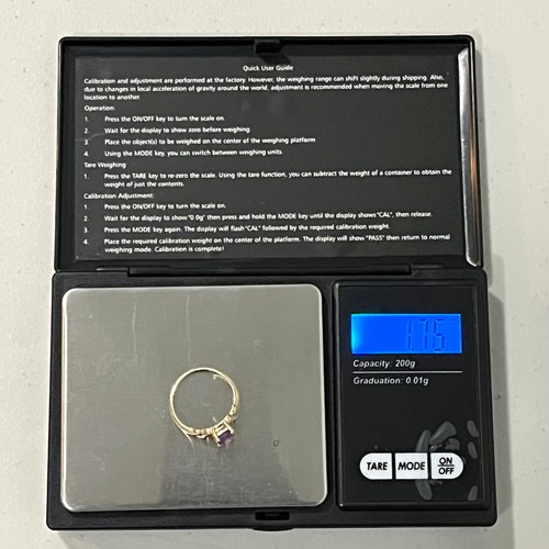 JCM 10K massiver Gelbgold rechteckiger Amethyst Ring 1,76 g Größe 7 - Bild 12 von 12