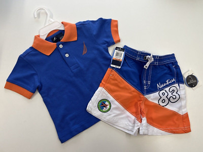 Baby Sommer Set USA Größe 80-86 NAUTICA Blau Luxus Polo Shirt Shorts 12-18 Monat