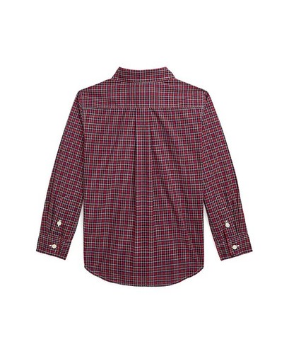Polo Ralph Lauren RED BLACK Boys Kids Plaid Cotton Poplin Shirt, US 8 - Picture 2 of 3