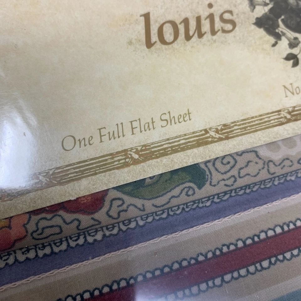 Vintage 1988 New Utica x Louis Nichole "Dubonnet" Multi Floral Full Flat Sheet A - Image 2 of 4